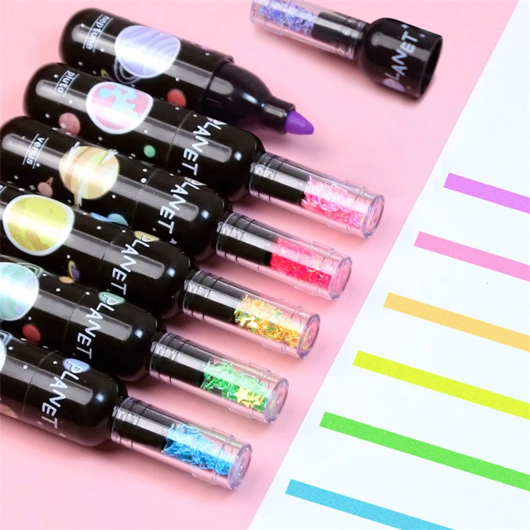 6 cái Chai rượu vang hành tinh dễ thương Mini Highlighter