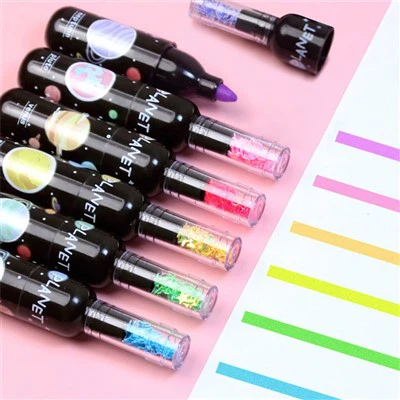 6 cái Chai rượu vang hành tinh dễ thương Mini Highlighter