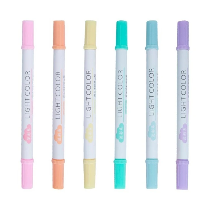 6pcs Dual-tip Pastel Colors Highlighters